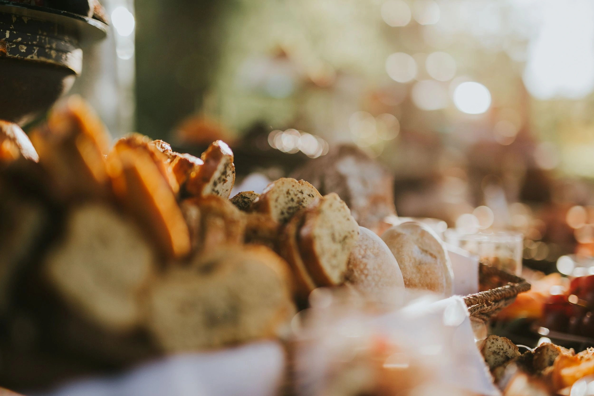 Fresh bread and pastries at the breakfast buffet